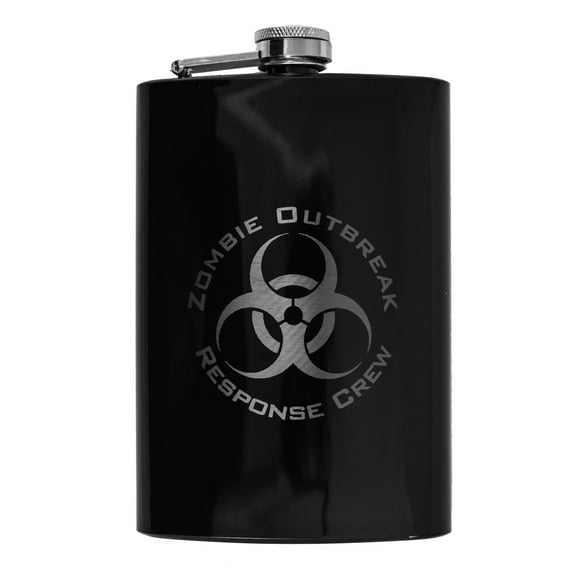 8oz BLACK Zombie Outbreak Response Crew Flask L1