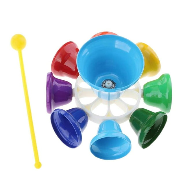 TISHITA Colorful Hand Percussion Bells, 8 Note Diatonic Metal Hand for Musical Teaching, Chorus,Wedding and Family Party