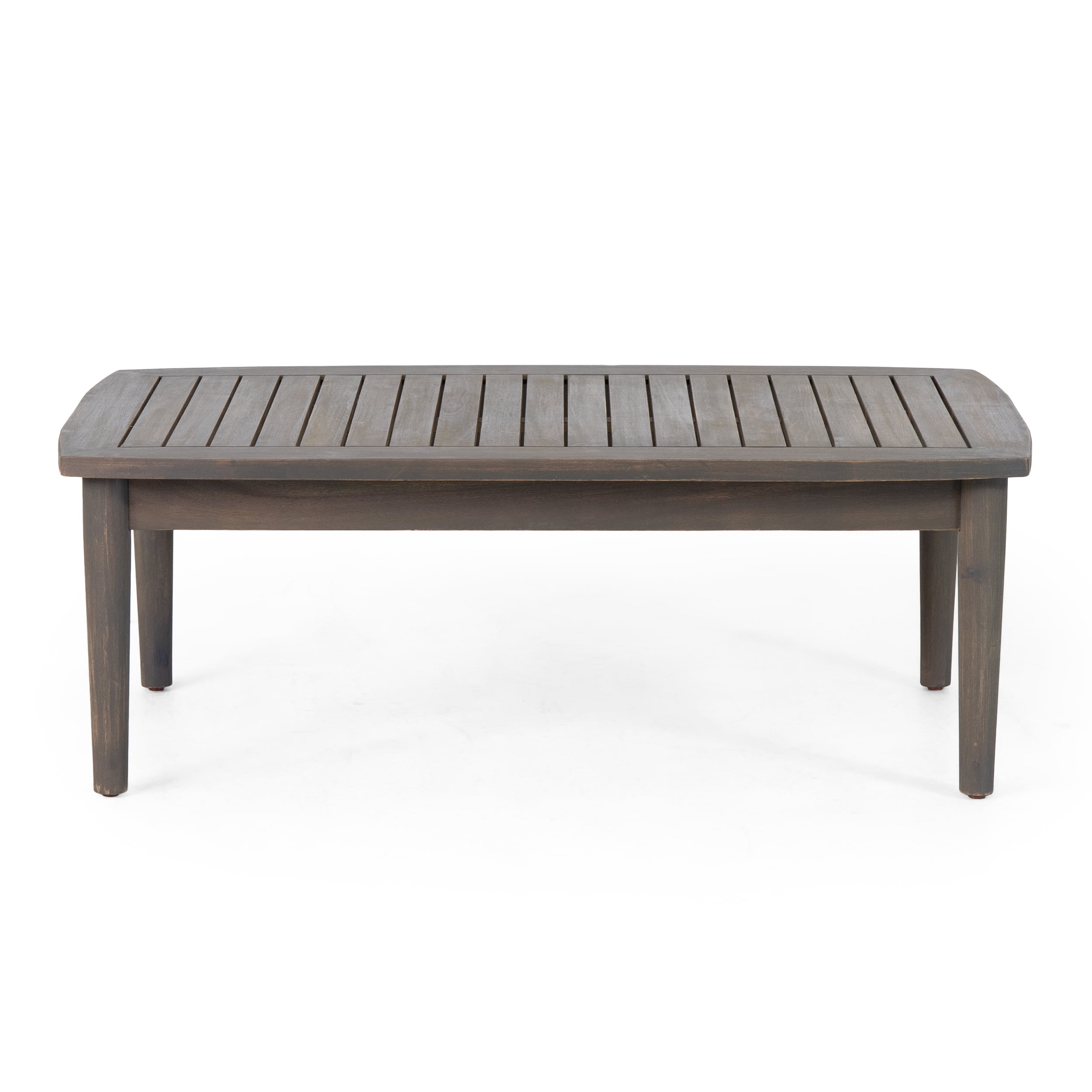 Outdoor Double Sofa and Coffee Table Leisure Combination Set, Acacia Wood Conversation Furniture for Patio Garden, Dark Gray