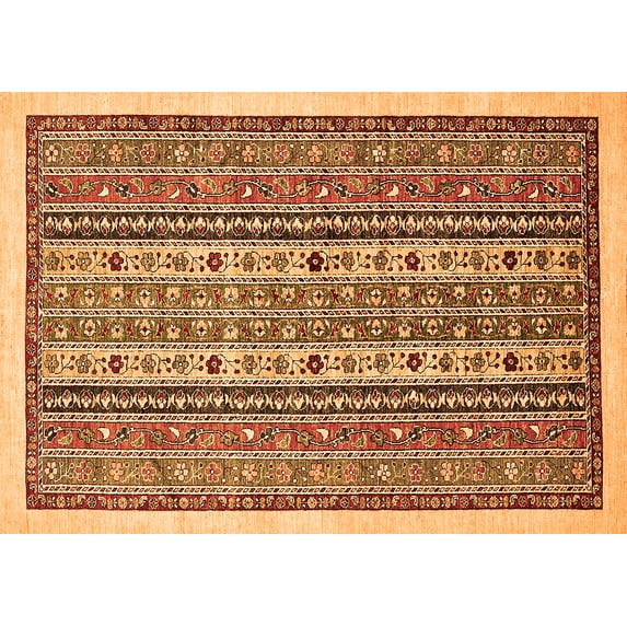 Ahgly Company Indoor Rectangle Abstract Orange Modern Area Rugs, 2' x 3'