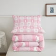 thumbnail image 4 of Cute Rabbit Comforter Set Full Size,Spring Easter Animal Princess Bowknot Bedding Set 3 Pcs for Teens Young,Pink Geometric Plaids Kawaii Bow Patchwork Down Comforter,2 Pillowcases, 4 of 6