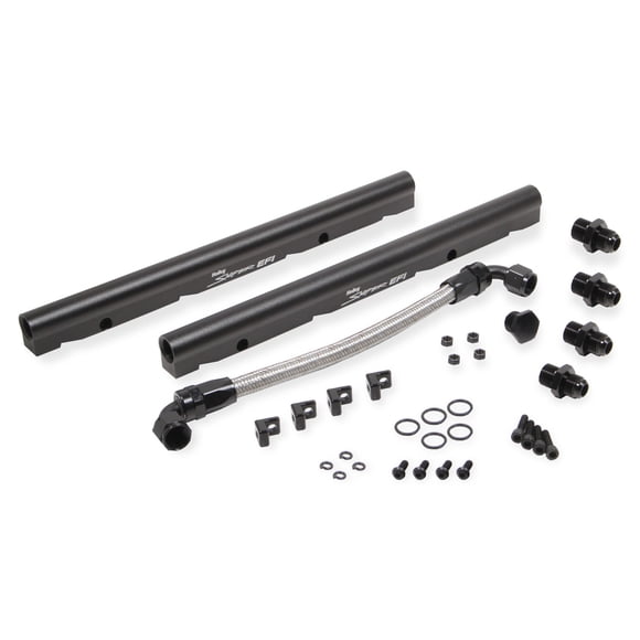 Sniper Motorsports Fuel Injector Rail 850013 For Use With OEM LS3 V8 Intake Manifolds; Aluminum; 11/16 Inch Bore Diameter; -8 AN Threads; With Crossover Line And Mounting Hardware