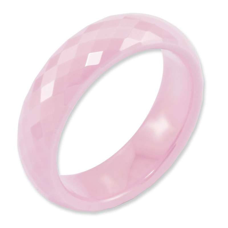 Pink Ceramic Wedding Band – High Polished 8mm Ring, Hypoallergenic & Scratch Resistant, Size 5.5 - View #2