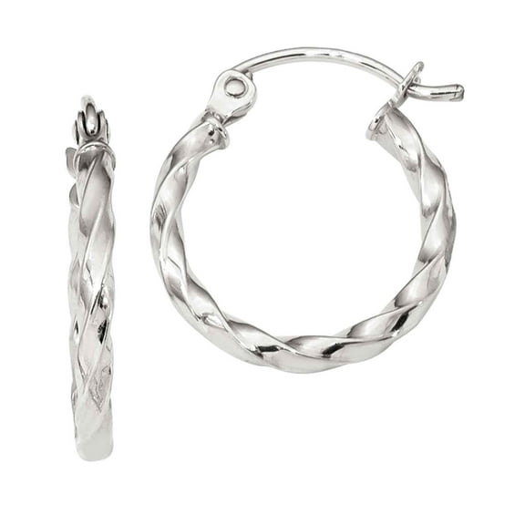 Primal Gold 10 Karat White Gold Twist Polished Hoop Earring