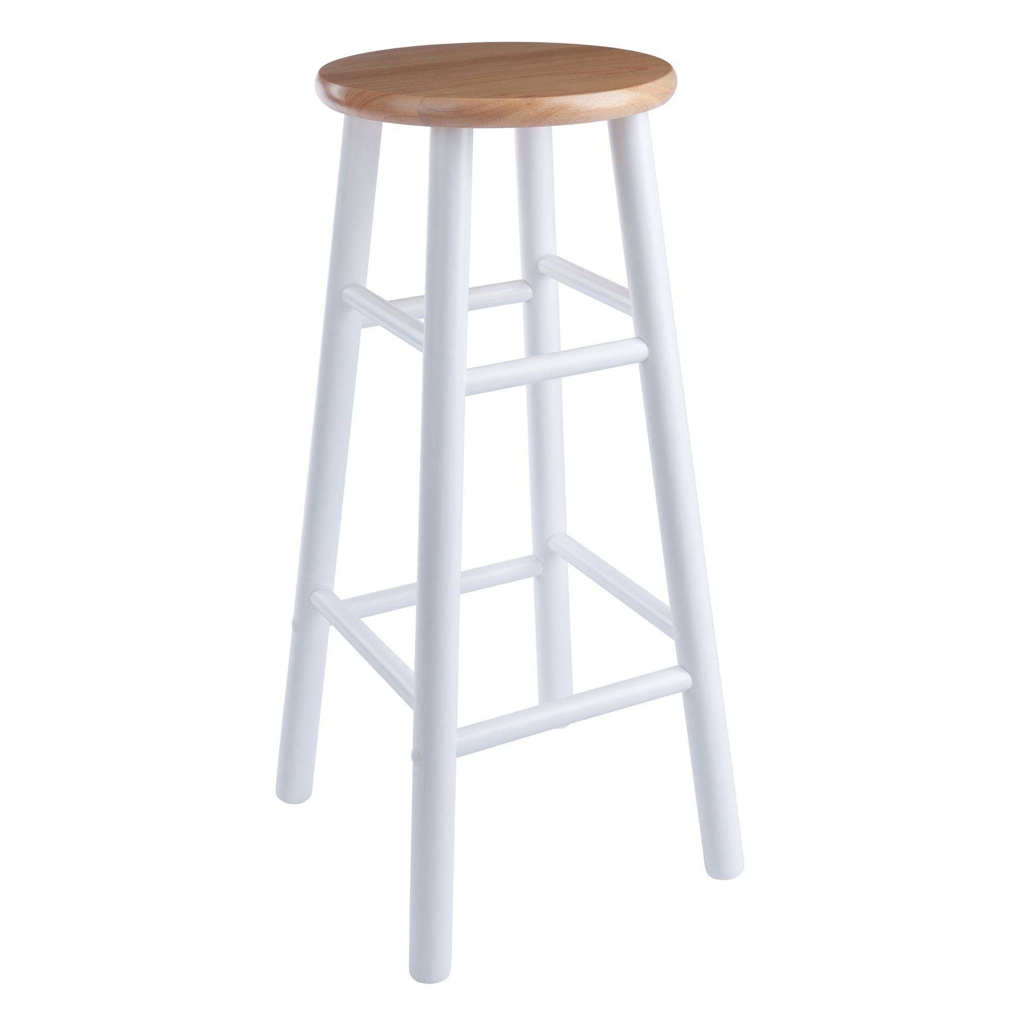 Winsome Wood Huxton 2-Piece Bar Stools, Natural & White Finish