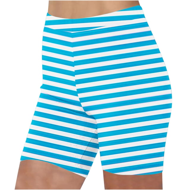 Plebaso Shorts pour Femmes 2025 Imprimé Rayé Shorts de Plage Taille Haute Mode Leggings Courts