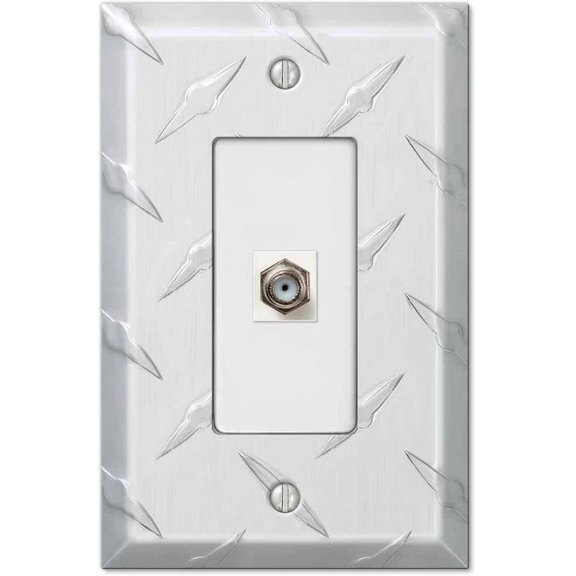 Diamond Plate Aluminum Single Coaxial Wallplate