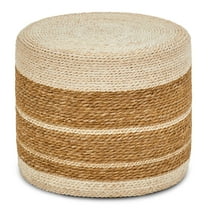 Handwoven Cattail Pouf Ottoman, Lightweight Durable Natural Jute Footrest, Versatile Vanity Stool Shoe Bench for Balcony Garden Living Room