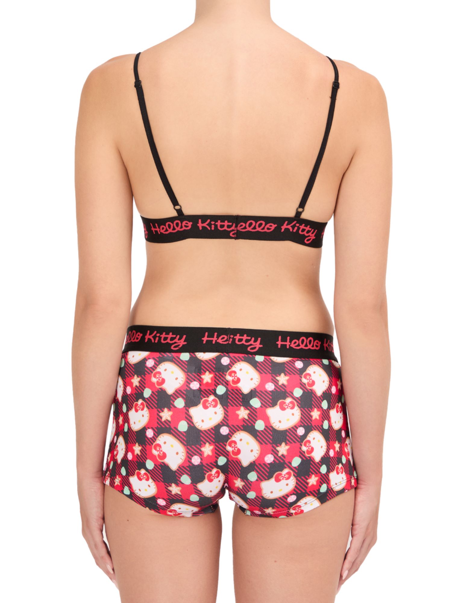 Hello Kitty Christmas Women's Comfort Stretch Triangle Bra and Boyshort Panties Set Sizes S to XL