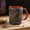 Black, variant on Folk Art Floral Houses Mug Ceramic Coffee Mug Cottagecore Village Cup Colorful House Coffe