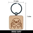 thumbnail image 2 of Peeking Walrus Square Keychain Charm Tag - Engraved Wood, 2 of 6