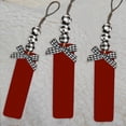 thumbnail image 6 of 1 Pack Christmas Stocking Wood Tags Wood Pendant Tags Personalized Blank Wooden Stocking Tags Rustic Farmhouse Hanging Tags Xmas Stocking Name Tags with Wood Beads Buffalo Plaid Bows, 6 of 9