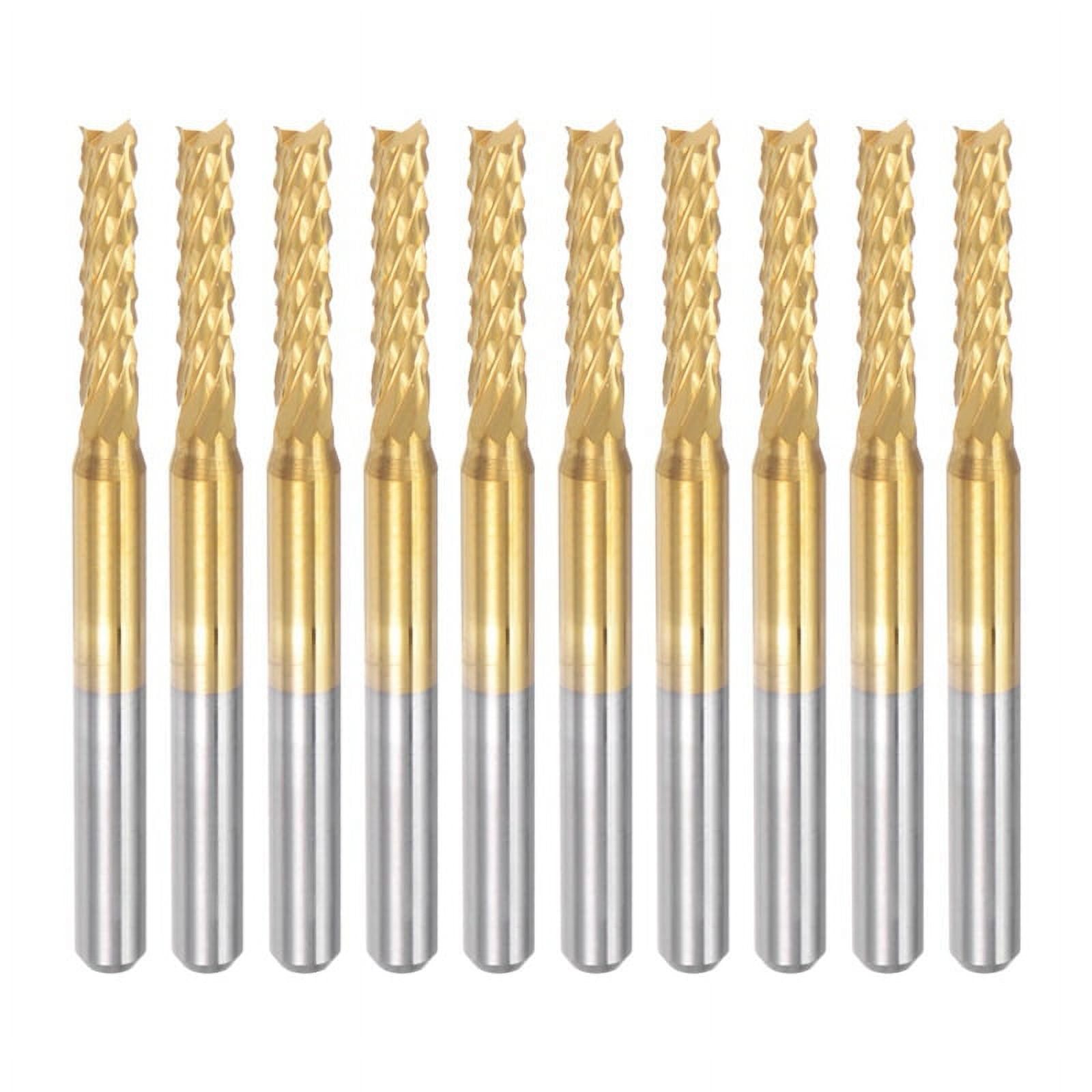 10PCS Titanium Coat Carbide End Mill Engraving Milling Cutter CNC Router Bits for PCB Machine 1/8 Inch Shank 2.5Mm