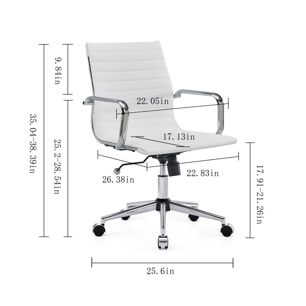 LUXMOD Mid Back Home Office Desk Chair Task Chair with Armrest  Swivel Chair in Durable Vegan Leather Ergonomic Desk Chair for Extra Back & Lumbar Support Conference Room Chair