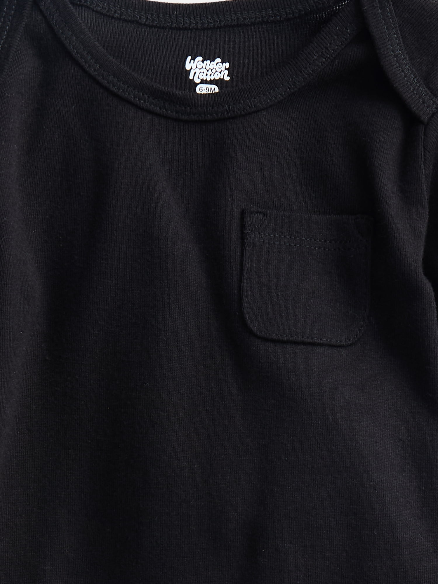 Wonder Nation Baby Boys' Cotton Pocket Bodysuit with Long Sleeves, Sizes 0M-24M