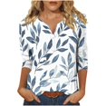 thumbnail image 2 of JTZGDY Cute 3/4 Lenght Sleeve Tops for Women Trendy 2025 Dressy Casual Summer Floral Printed Oversized Button Henley Shirts Loose Fit Cozy Tunic Blouse Light Blue#02 S, 2 of 6