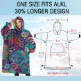 thumbnail image 4 of Oversized Wearable Blanket Hoodie,Purple Pioneer Flower and Paisley Pattern Sherpa Blanket Hoodie with Super Pockets,Super Warm Fuzzy Pullover for Women & Men, 4 of 6