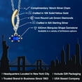 thumbnail image 2 of 925 Silver and 10K Yellow Gold Blue Created Sapphire and White Lab Grown Diamond Pendant Necklace for Women | 0.28 Cttw | Gemstone September Birthstone | Marquise 6X3MM | With 18 inch Chain, 2 of 6