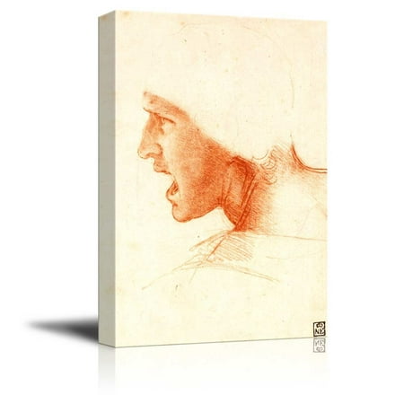 Study Oil Painting - wall26 - Study of a Warrior's Head for The Battle of Anghiari by Leonardo da Vinci - Canvas Print Wall Art Famous Oil Painting Reproduction - 16