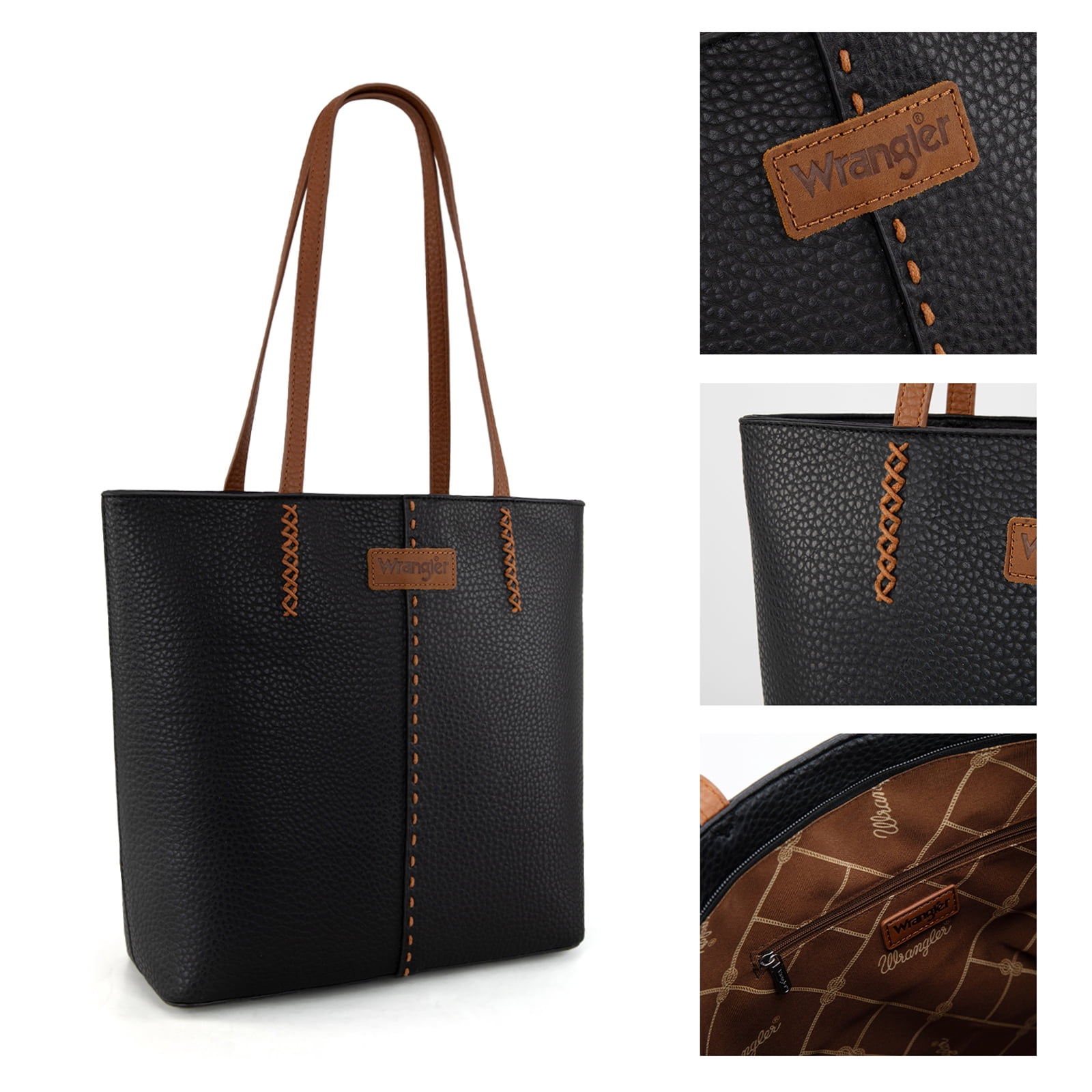 Wrangler Tote Bag for Women Top Handle Satchel Purse, Black