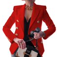 thumbnail image 1 of Womens Double-breasted Blazer Coat Long Sleeve Lapel Formal Slim Jacket Outwear, 1 of 2