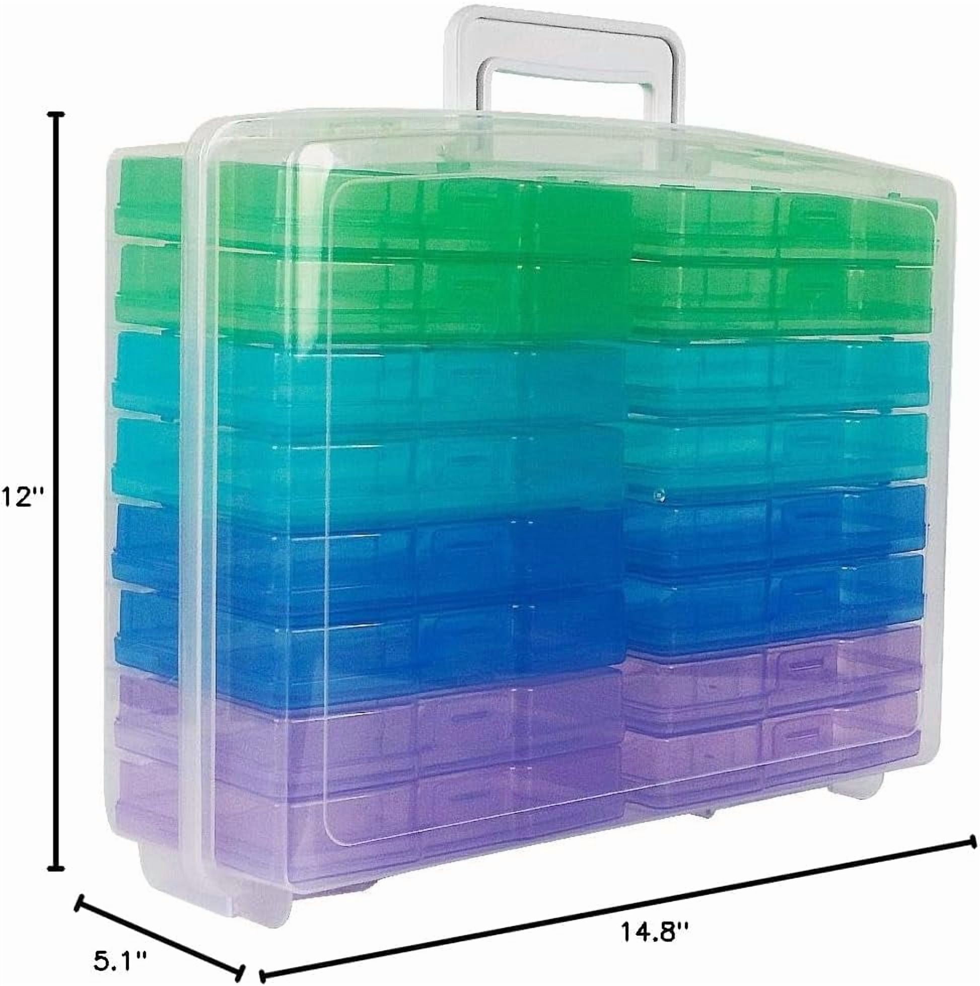 Portable Photo Organizers & Storage Containers, Transparent 4" x 6" Picture Organizers with Handle, 16 Inner Photo Cases, Photo Storage Box