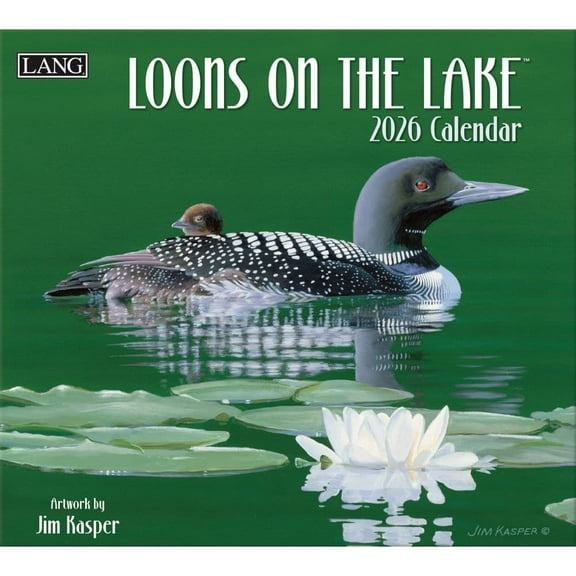 Lang Brands, LLC, Loons on the Lake 2026 Wall Calendar by Jim Kasper, 13.4'' X 12'', 12-Month Calendar with Stapled Binding