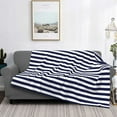thumbnail image 2 of Fuzoiu Navy Blue And White Stripes Print Flannel Blanket,Throw Blanket,Flannel Home Decor,Fleece Bed Blankets,Cozy Soft Blanket for Bed, Sofa, Camping, and Travel-60"x50", 2 of 6