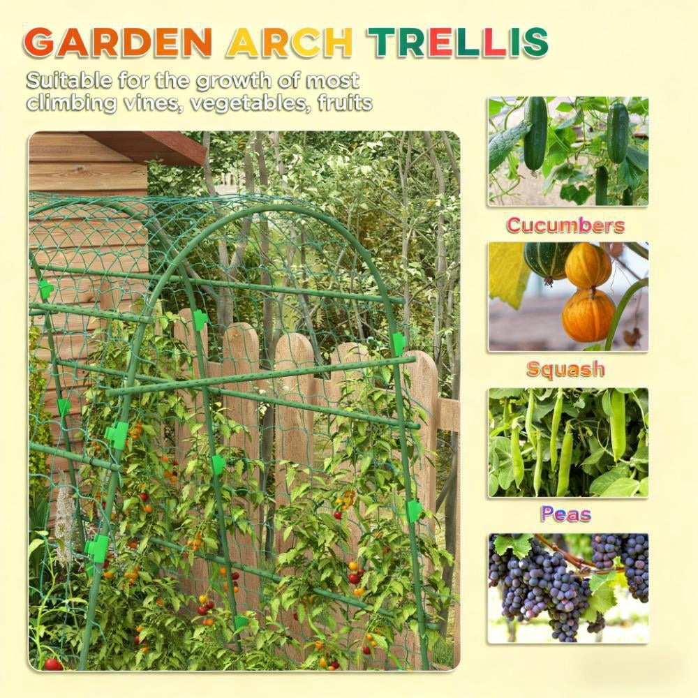 Arch Trellis, Metal Garden Trellis for Climbing Plants Outdoor, with Climbing Net