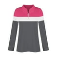 thumbnail image 6 of Pink Women's Long Sleeve T-shirt, Women'S 3/4 Sleeve Quarter Zip Shirts Collared V Neck Pullover Top Collared Casual Fall Tunic Color Block Blouses,Women's Long sleeve T-shirt L, 6 of 7