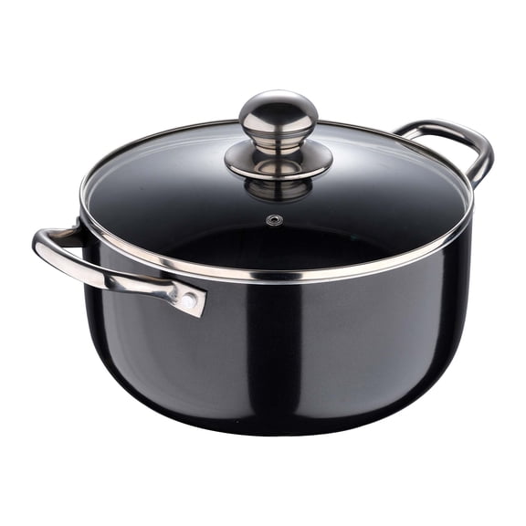 Prochef by Bergner - 7.3 Qt Cast Aluminum Non Stick Dutch Oven with Vented Glass Lid, 7.3 Quarts, Black
