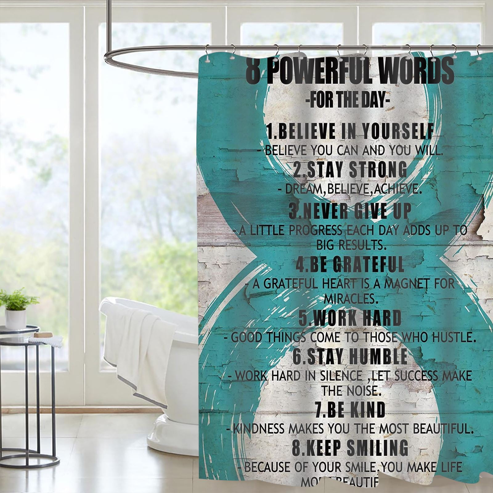 Shower curtain with words deals
