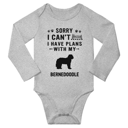 

Sorry I Can t I Have Plans With My Bernedoodle Baby Long Sleeve Bodysuit (Gray 3-6 Months)