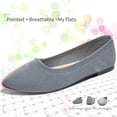 thumbnail image 3 of AOMAIS Women's Fashion Ballet Flats Pointy Toe Flats Mesh Casual Shoes for Women Slip on Shoes(Gray,US10), 3 of 10
