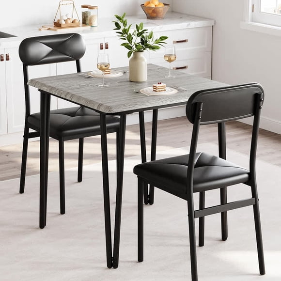Eastvita Ensemble Petite Table/chaises pour 2 Ensemble de Table à Manger Carrée pour Petits Espaces/appartement/bureau à Domicile/noir