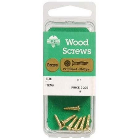 

Hillman Wood Screws No. 8 X 3/4 Phillips Brass Flat Head Pack of 10