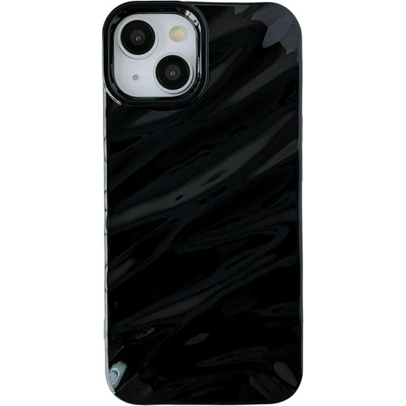 Water Ripple Pattern Curly Wave Shape Soft Compatible with iPhone Case (iPhone 15,Black)