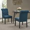 thumbnail image 2 of GDF Studio Emerson Contemporary Tufted Rolltop Dining Chairs, Set of 2, Navy Blue Fabric and Matte Black, 2 of 5