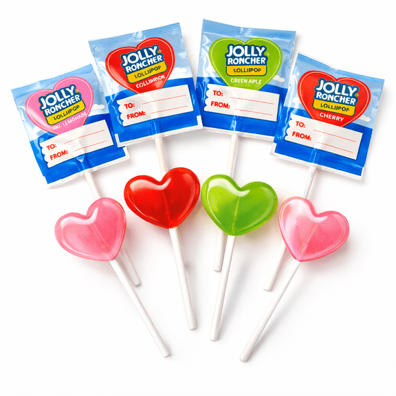 Jolly Rancher Hearts Shaped Lollipops - Assorted Flavors - Valentine's Day Edition - 5 lb