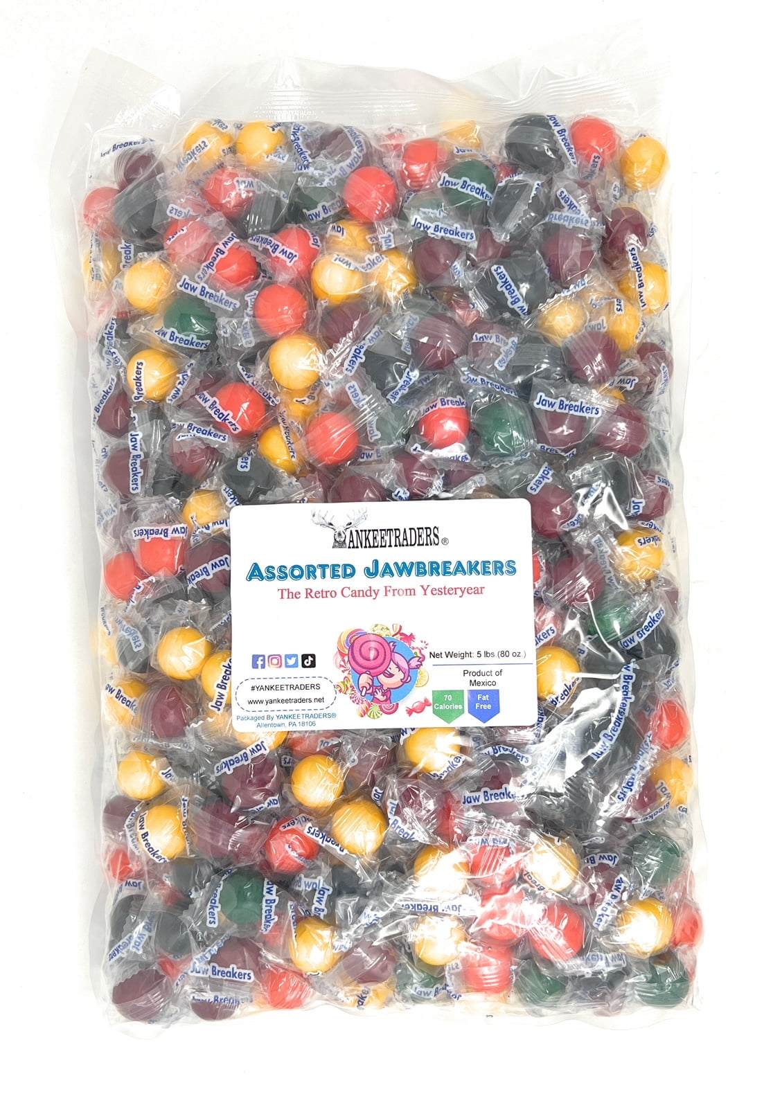 YANKEETRADERS Jawbreakers Assorted Flavors and Colors 80 oz. Giant