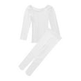 thumbnail image 3 of Alvivi Girls Boys Thermal Underwear Long John Set Fleece Lined Kids Base Layer Ballet Dance Undergarment White 4, 3 of 7