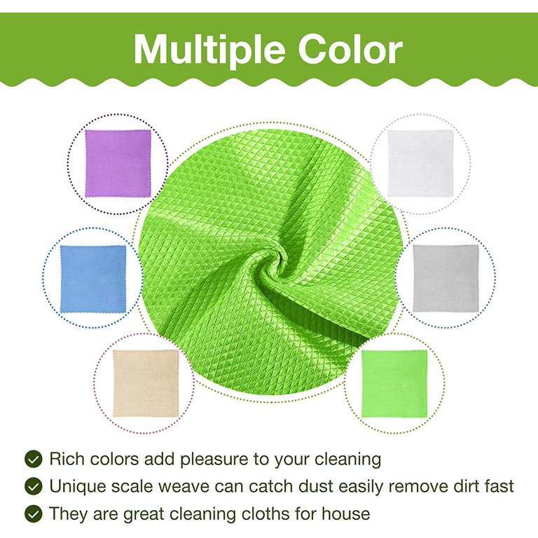 10pcs Mixed Color 25x25cm Fish Scale Pattern Cleaning Cloths, Thick Soft  Dishwashing Absorbent Towels For Kitchen Home Cleaning