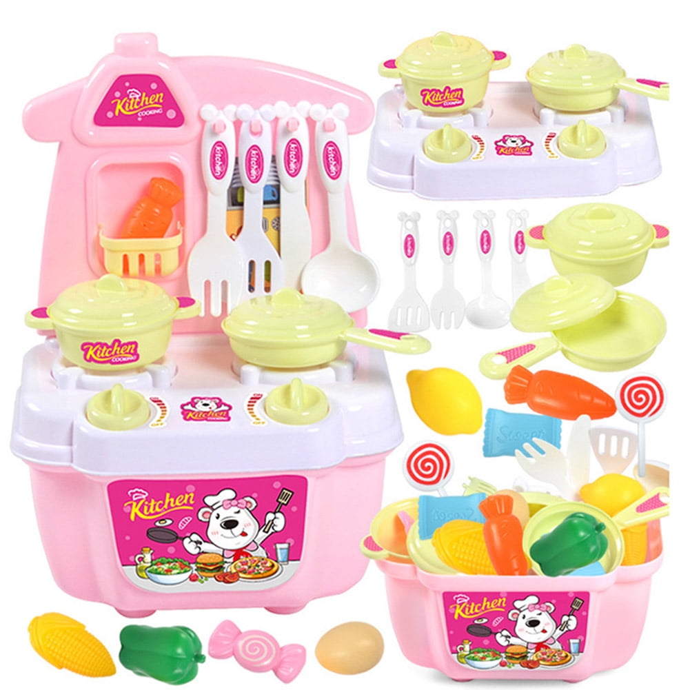 Valinks 21 PCS Play Kitchen Kit for Kids Pretend Cooking Set Roleplay