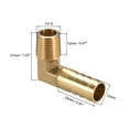 thumbnail image 2 of Brass Barb Hose Fitting 90 Degree Elbow 12mm Barbed x 1/4 PT Male Pipe 3pcs, 2 of 5