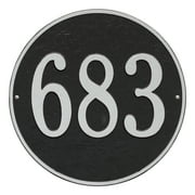 Whitehall Products 2100BS 15 in. Round Diameter Wall One Line Address Plaque, Black & Silver