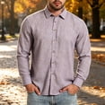 thumbnail image 2 of Zivyakyro Fall Mens Shirts Golf Button down Striped Big and Tall Casual Long Sleeve Shirt Collared Pink L, 2 of 8