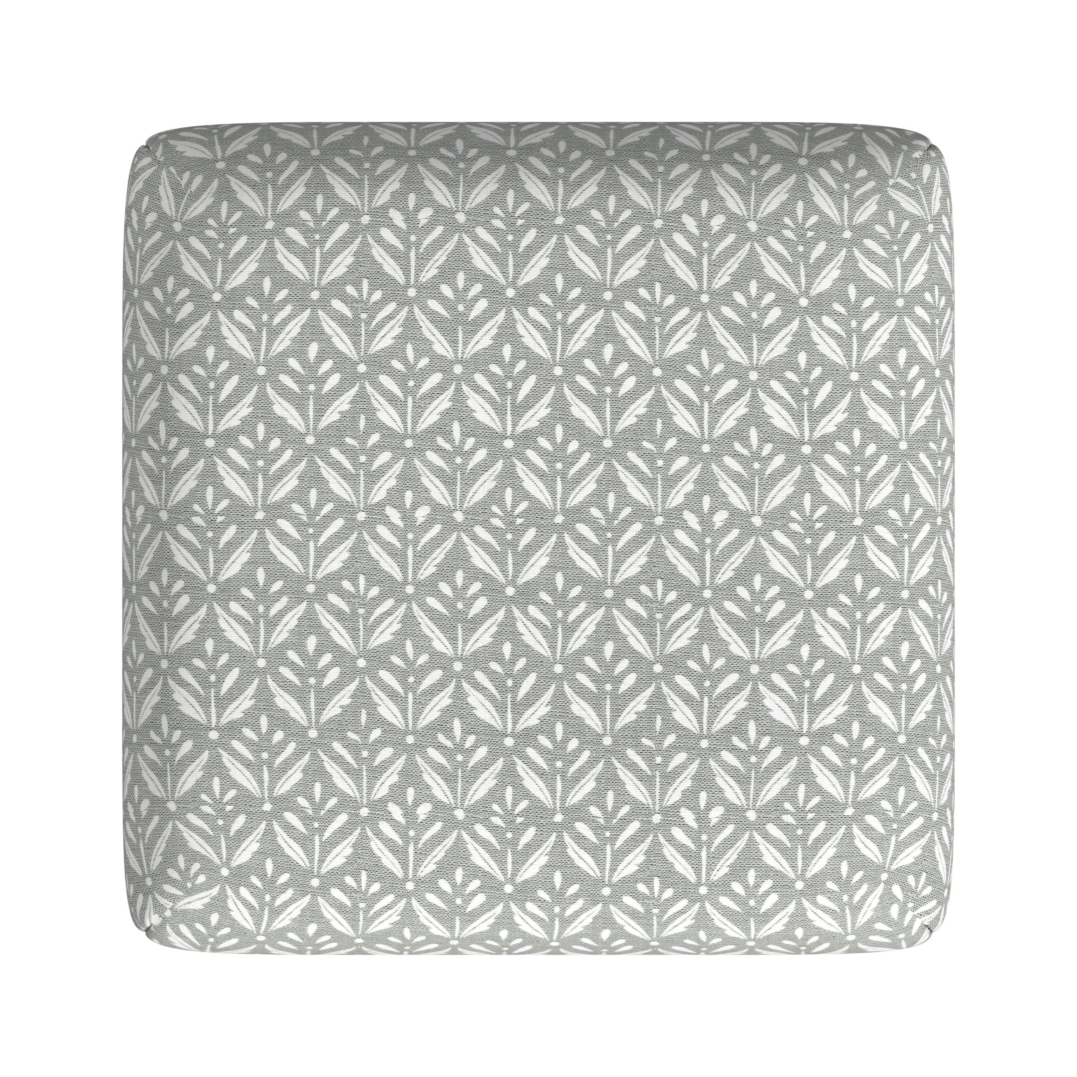 HomePop 24" Indoor Square Backless Metal Upholstered Counter Stool, Light Gray