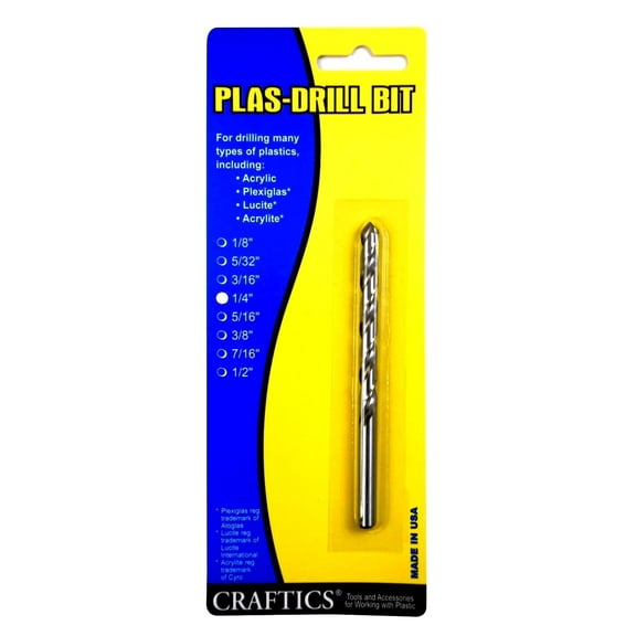 Craftics 1/4" Diamond Drill Bit for Acrylics, Plexiglas, Lexan, ABS, PVC