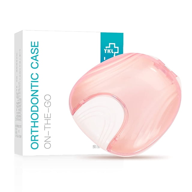 Press-to-Open Retainer Case Retainer Container Partial Denture Box (Green) - Pink