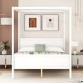 thumbnail image 2 of Queen Canopy Platform Bed Frame - White, Queen Size, Wood, with Headboard &amp; Footboard. Modern Design for Bedroom. 83.9"L x 62.9"W x 74.8"H. Slat Support., 2 of 13